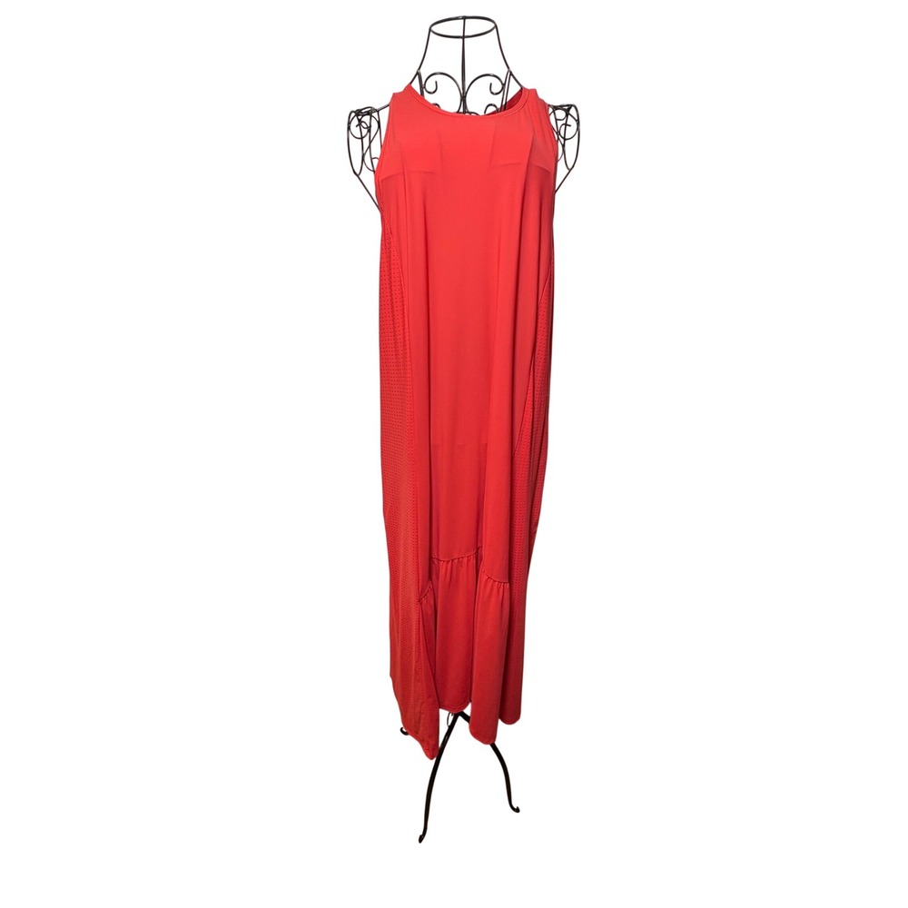 Sweaty Betty London Red Racerback Mesh Panel Tiered Maxi Dress Size L